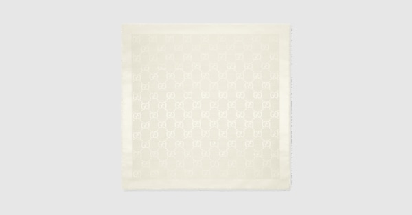 GGジャカード シルクウール ショール ・ホワイト | GUCCI公式