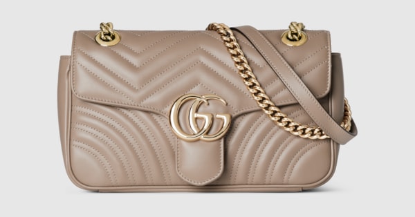 GG Marmont medium shoulder bag in taupe leather | GUCCI® CA