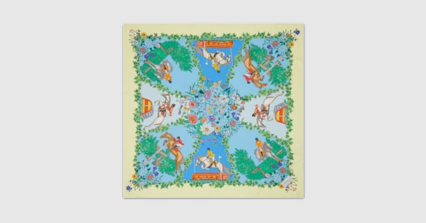 GUCCI グッチ スカーフ シルク ブルー バンダナ シルク100