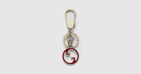 Rare Vintage GUCCI Keychain Key Ring Keyring Gold Enamel