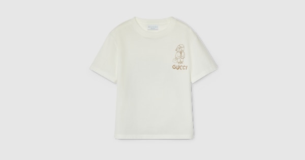 Children s printed cotton T shirt in white GUCCI Canada