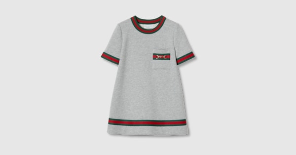 新作【GUCCI】コットンブークレ ミニドレス、グリーン Children's cotton dress with Horsebit in light grey | GUCCI® CA