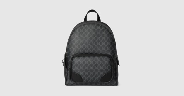 GG Emblem medium backpack in black fabric | GUCCI® US display picture 1