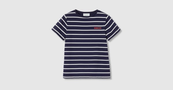 トップス xcxcbm Children's printed cotton T-shirt in dark blue | GUCCI® CA