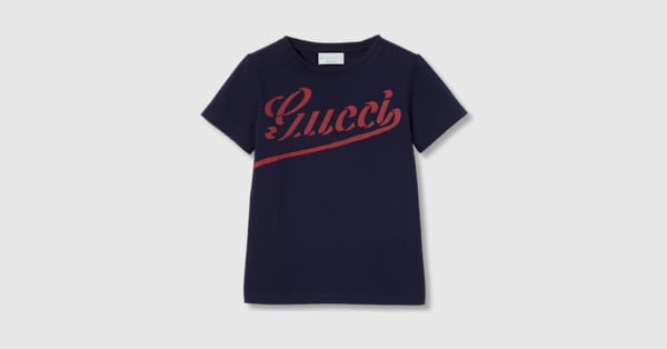 Children's printed cotton T-shirt in dark blue | GUCCI® US