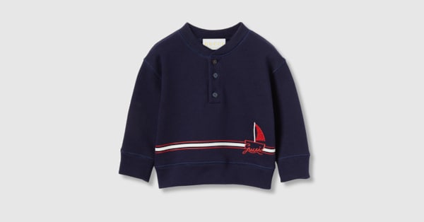 【GUCCI】グッチ エンブロイダリー コットンスウェット ブラック コットンジャージー フーデッド スウェットシャツブラック