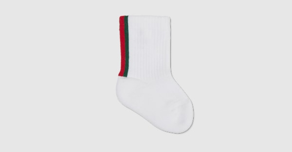 Baby cotton blend socks with Web in white | GUCCI® US