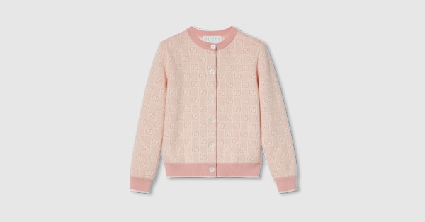 まなみグッチキッズ GUCCI GG ストライプ カーディガン 150cm Children's GG cotton cardigan in pink and white | GUCCI® US