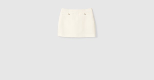 Gucci Women Black High Waist Skirt With Logo Lettering On Waist And Zip Puller In Wool Woman