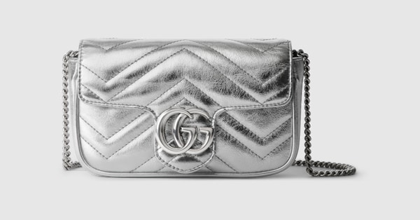 GGマーモント〕ミニバッグ ・シルバー レザー | GUCCI公式