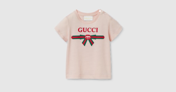 Baby printed cotton T-shirt in light pink | GUCCI® US