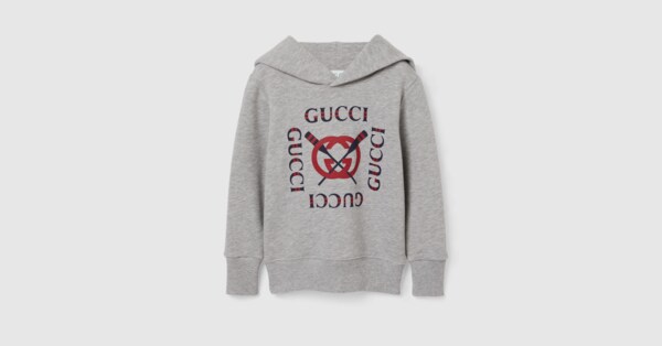 スウェット・トレーナー GUCCI Cotton hooded sweatshirt GREY MELANGE/MC Cotton jersey hooded sweatshirt in gray | GUCCI® NL