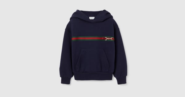Children's cotton sweatshirt with Web in dark blue | GUCCI® US