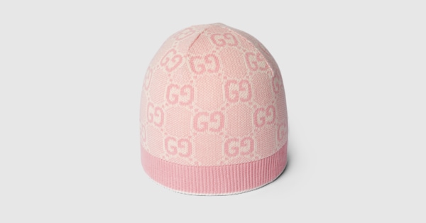 Baby GG cotton hat in pink and white GUCCI GR