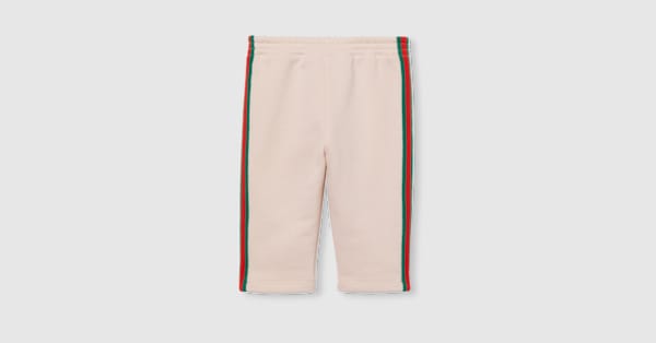 Baby cotton pants with Web in light pink | GUCCI® US