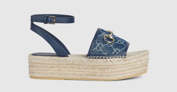 GUCCI ホースビット GGキャンバス エスパドリーユ ウェッジ ホースビット付き ウィメンズ フラットフォーム エスパドリーユ