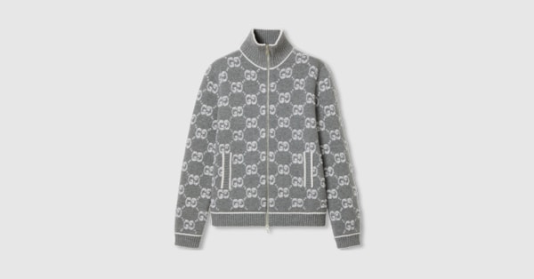 GUCCIカーディガン ウェブ ストライプ付き コットンジャージーニット カーディガン