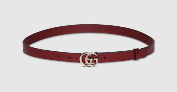 正規店買付【GUCCI】GG ミラノ ロッソ アンコラ レザーベルト GG Marmont thin belt in Rosso Ancora leather | GUCCI® US