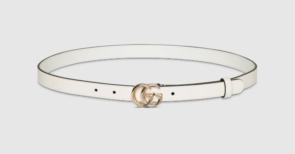GUCCI ベルト ホワイト GG Marmont thin belt in white leather