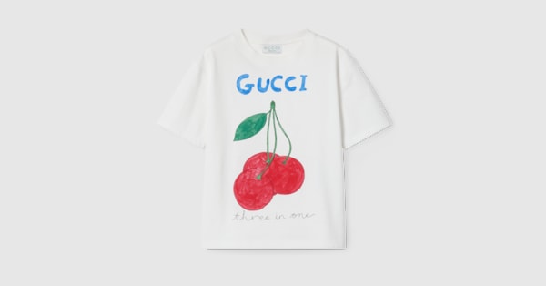 Kinder-T-Shirt aus Baumwolle mit Print in weiß GUCCI® DK