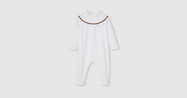 Baby cotton one-piece with Web in white | GUCCI® US