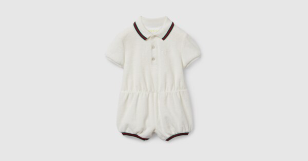 Baby cotton one-piece with Web in white | GUCCI® US