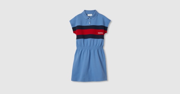 Children's cotton dress with Web in bright blue | GUCCI® US