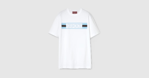 Cotton jersey T-shirt with print in white | GUCCI® US