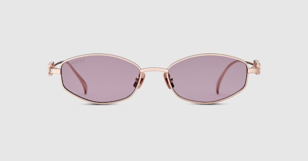 Oval frame sunglasses in rose gold-toned | GUCCI® US