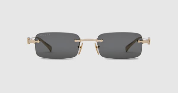 Rectangular frame sunglasses in gold-toned | GUCCI® Canada