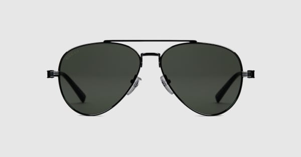 Gucci★素敵！Unisex Black Optyl Aviator Sunglasses Aviator sunglasses in black - Gucci | Mytheresa