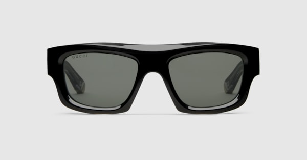 Rectangular frame sunglasses in black | GUCCI® US