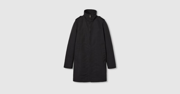 Nylon faille coat in black | GUCCI® NO