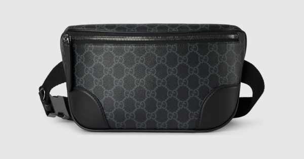 GG Emblem medium belt bag in black fabric | GUCCI® US