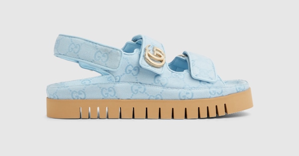 【新品未使用】GUCCI ダブル Gロゴ　青 サンダル 780296 新品未使用】GUCCI ダブル Gロゴ 青 サンダル 780296 - メルカリ