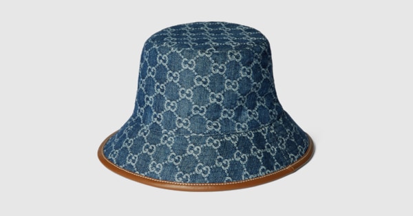 GG denim bucket hat in blue and white | GUCCI® US