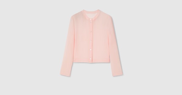 Light silk georgette silk top in pale pink | GUCCI® US