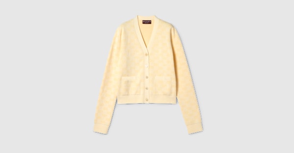 GGファインコットン ジャカード カーディガン ・パステルイエロー