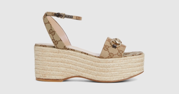 Women's espadrille with Horsebit in beige and dark brown Women's espadrille with Horsebit in beige and dark brown