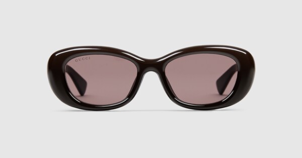 Low nose bridge oval sunglasses in brown | GUCCI® SG