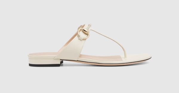 Women's thong sandal with Horsebit in ivory leather | GUCCI® ZA