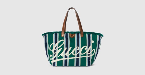 注目の新作♪【GUCCI】エンブロイダリー キャンバストートバッグ エンブロイダリー キャンバス ラージ トートバッググリーン