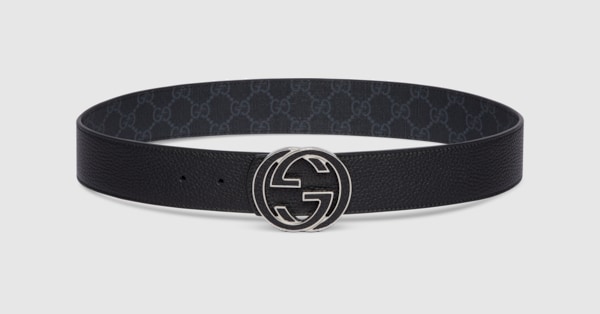 Reversible belt with Interlocking G buckle in black Supreme and