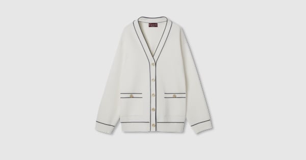 Fine wool cardigan in white | GUCCI® US