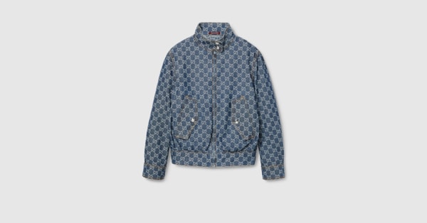 GG denim jacquard jacket in blue | GUCCI® US