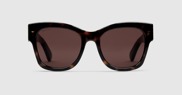 Butterfly frame sunglasses in dark tortoiseshell | GUCCI® US