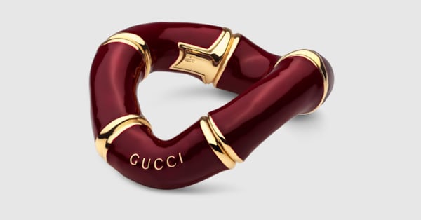 Gucci Bamboo cuff bracelet in Rosso Ancora red enamel