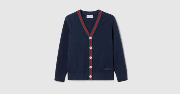 グッチ　カーディガン　キッズ Baby GG wool jacquard cardigan in grey and dark grey | GUCCI® US