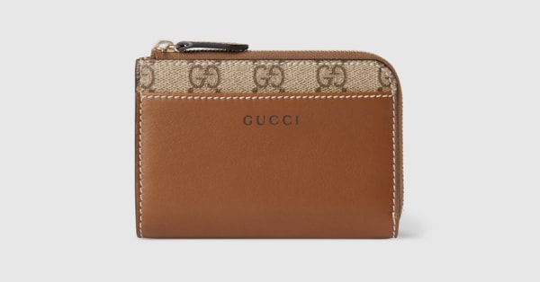GGエンブレム〕ジップ カードケースブラウン レザー | GUCCI公式 GGエンブレム〕ジップ カードケースブラウン レザー | GUCCI公式