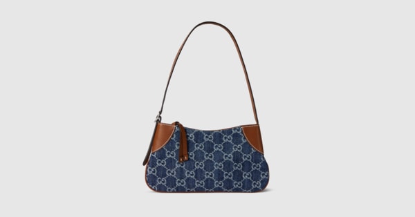 ショルダーバッグ GG SMALL SHOULDER STRAP GG Emblem small shoulder bag in blue and ivory denim | GUCCI® US